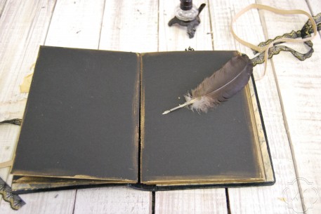 Rustic black and gold photo album, wedding guest book or journal. 22x15 cm.