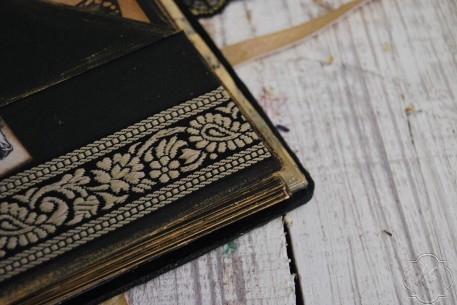 Rustic black and gold photo album, wedding guest book or journal. 22x15 cm.