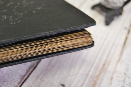 Rustic black and gold photo album, wedding guest book or journal. 22x15 cm.